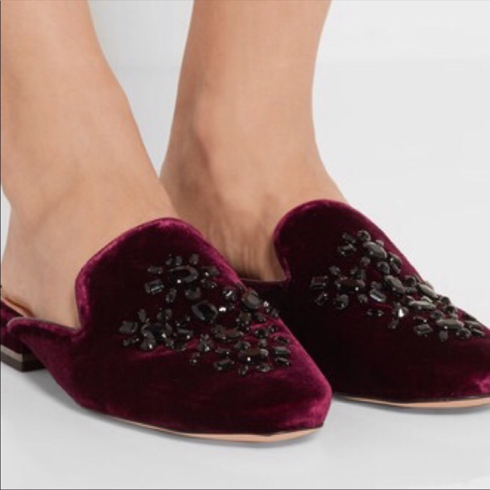Michael Kors Edie Crystal Embellished Plum Velvet Slides Women’s 7.5M